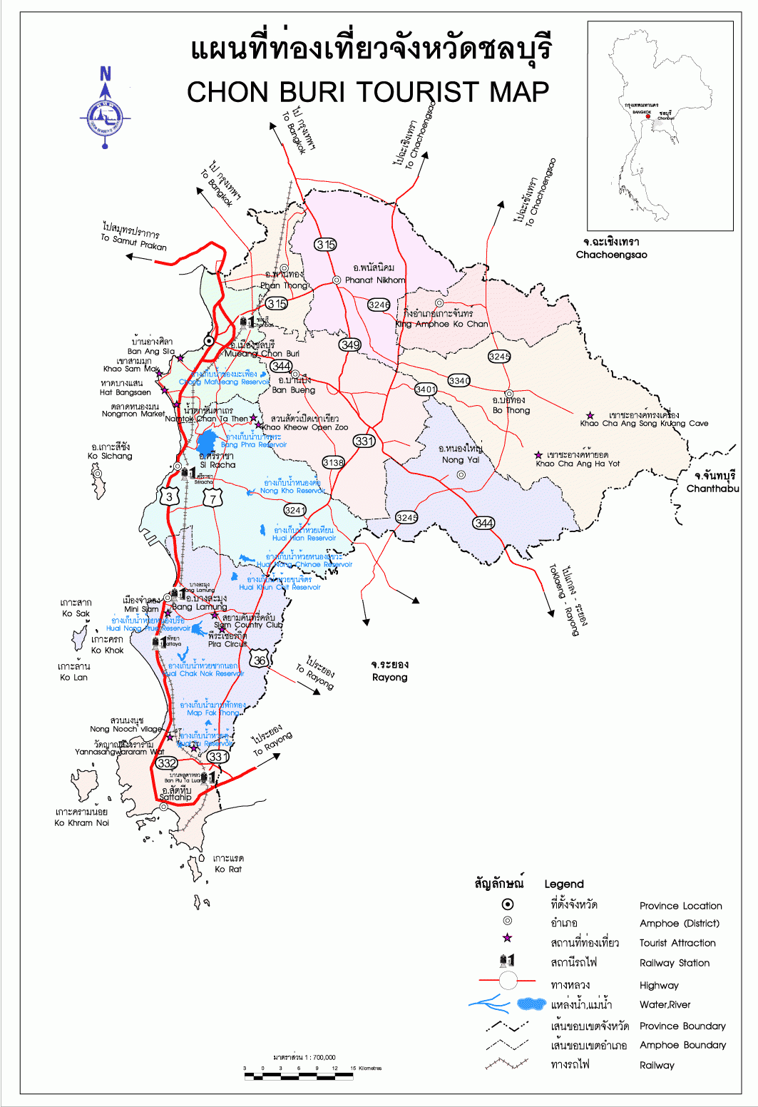แผนที่จังหวัดชลบุร